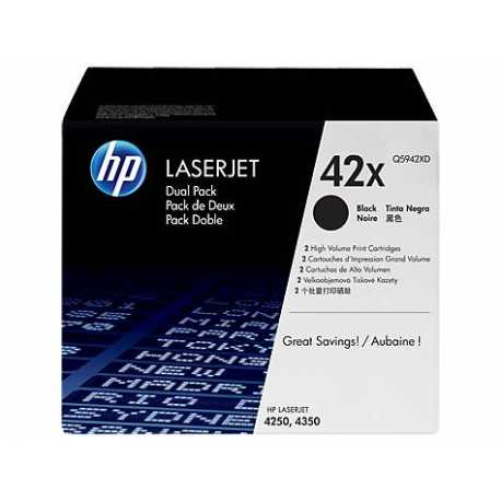 HP 42X 2'li Paket Yüksek Kapasiteli Siyah Orijinal LaserJet Toner Kartuşları Q5942XD