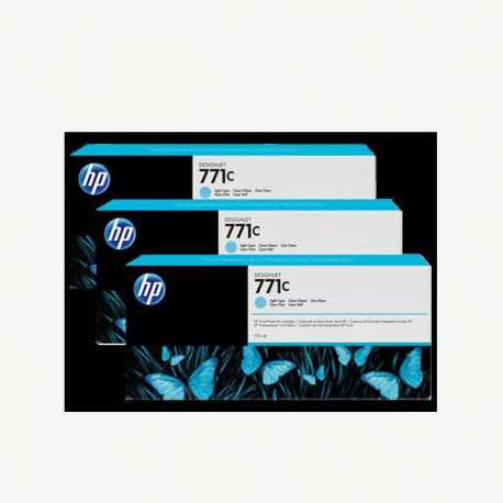 HP 771C 3'lü Paket - B6Y36A 775 ml Açık Camgöbeği DesignJet Orijinal Mürekkep Kartuşu